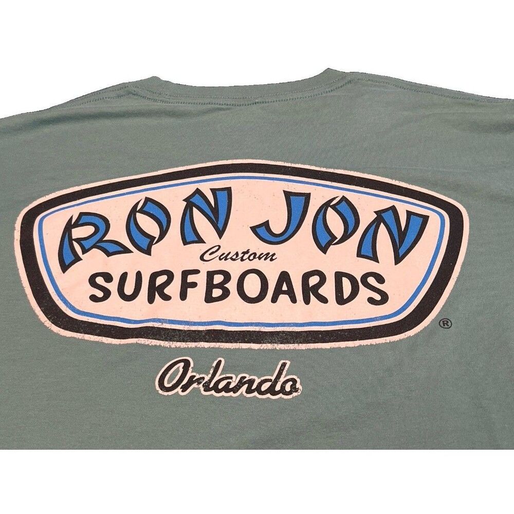 Ron Jon Surf Shop Men's L Short Sleeve Crew Neck Green Graphic Logo T-Shirt